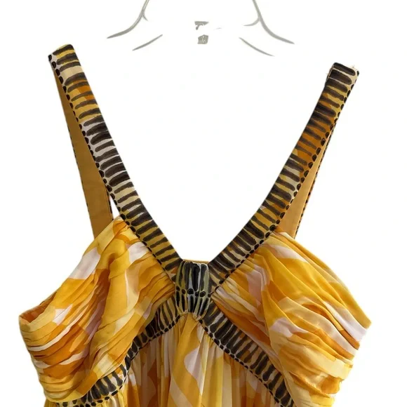 Jones New York Women’s Lined Straped Yellow Black White Chiffon Dress Size 8 - Picture 2 of 11